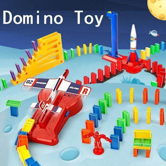 Premium Domino Set Motorized 120 Plane Rocket Colorful Kids - ToylandEU