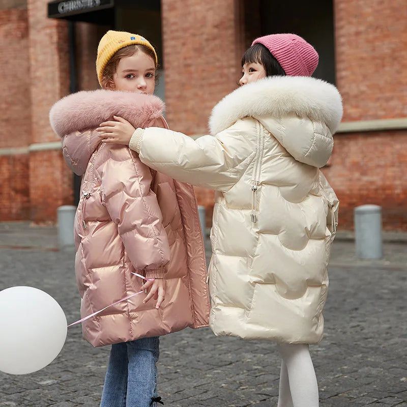 Premium Down Jacket Waterproof Faux Fur Hood For Girls 5 To 16 - ToylandEU