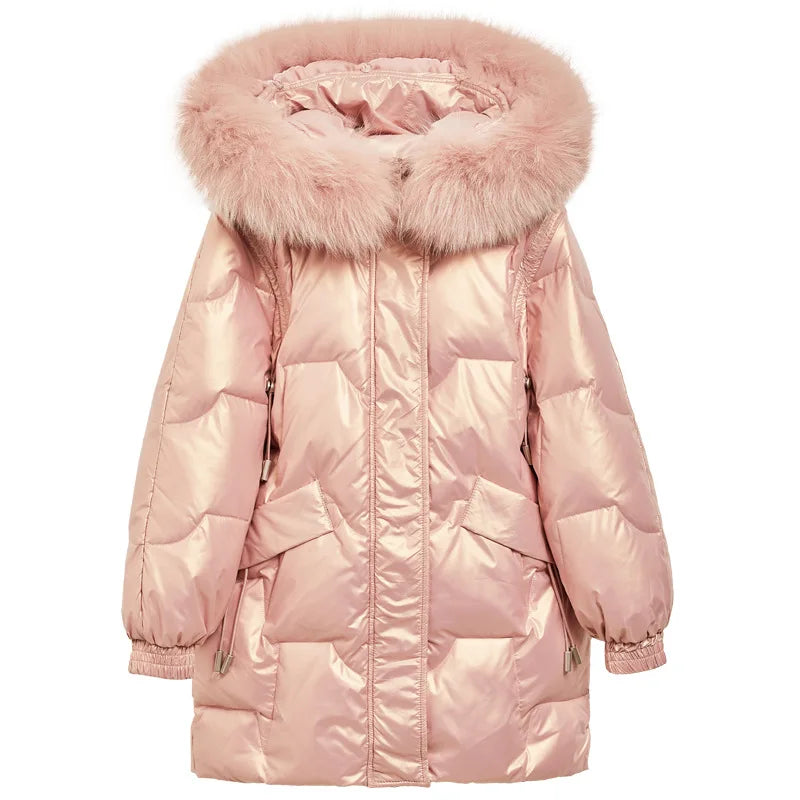 Premium Down Jacket Waterproof Faux Fur Hood For Girls 5 To 16 - ToylandEU