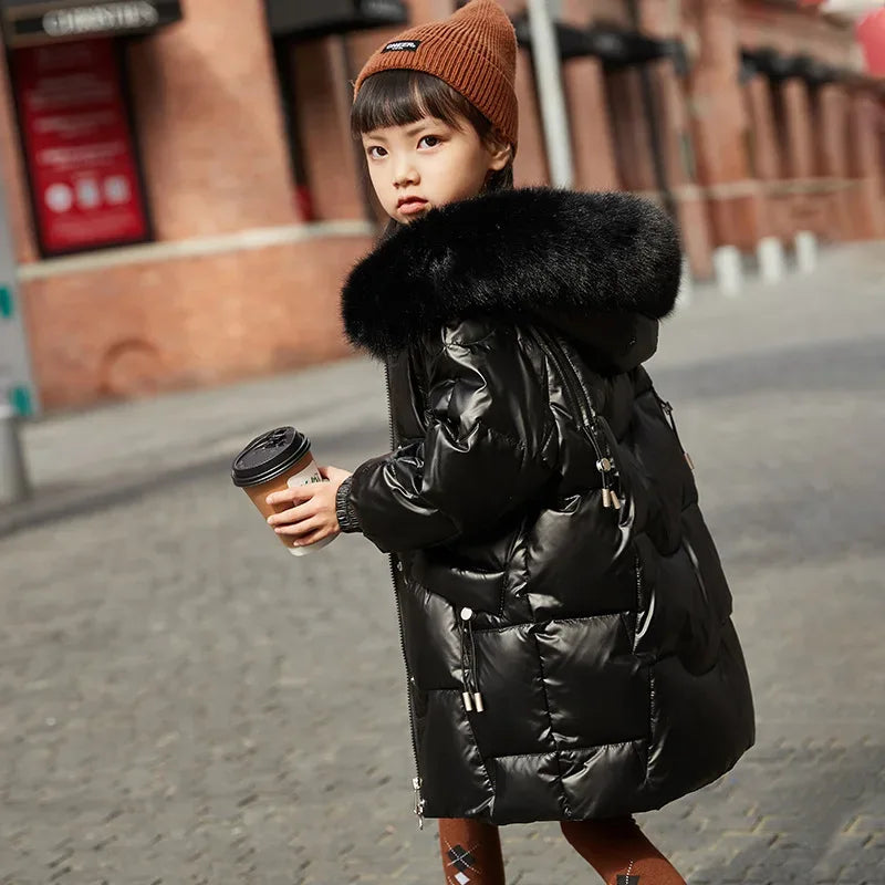 Premium Down Jacket Waterproof Faux Fur Hood For Girls 5 To 16 - ToylandEU