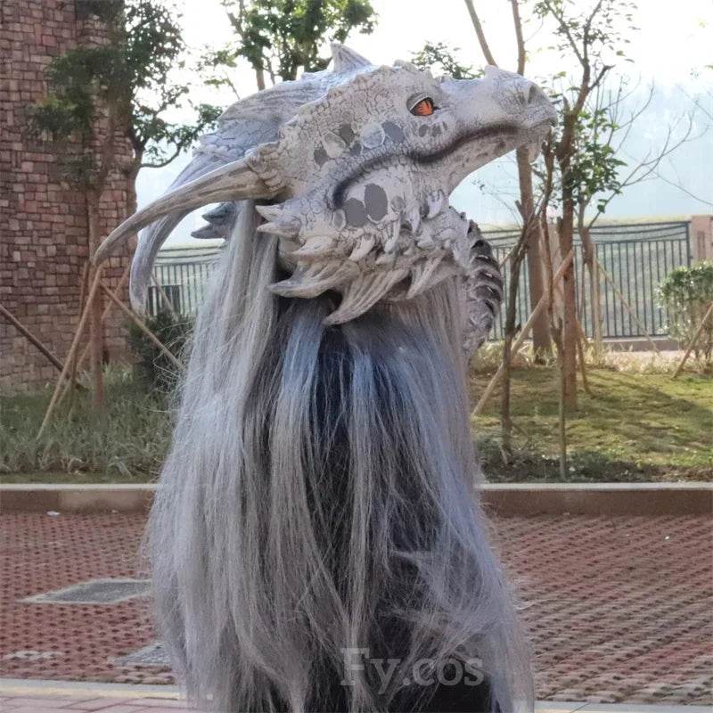Premium Dragon Mask With Fur Dragon Head Latex For Adults - ToylandEU
