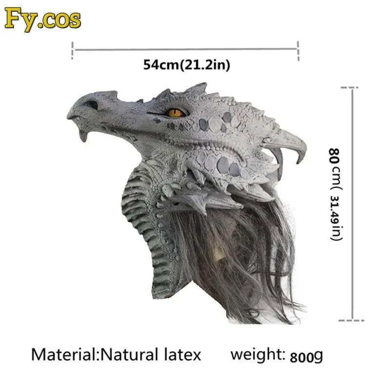 Premium Dragon Mask With Fur Dragon Head Latex For Adults - ToylandEU