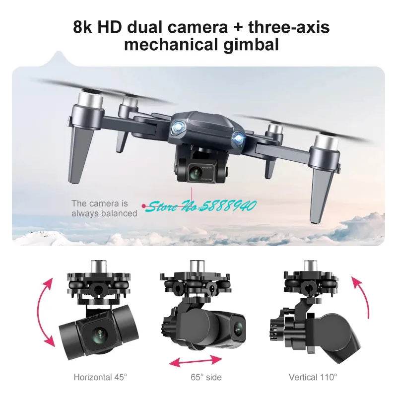 Premium Drone 8K Dual Camera GPS Follow Me for Aerialists - ToylandEU