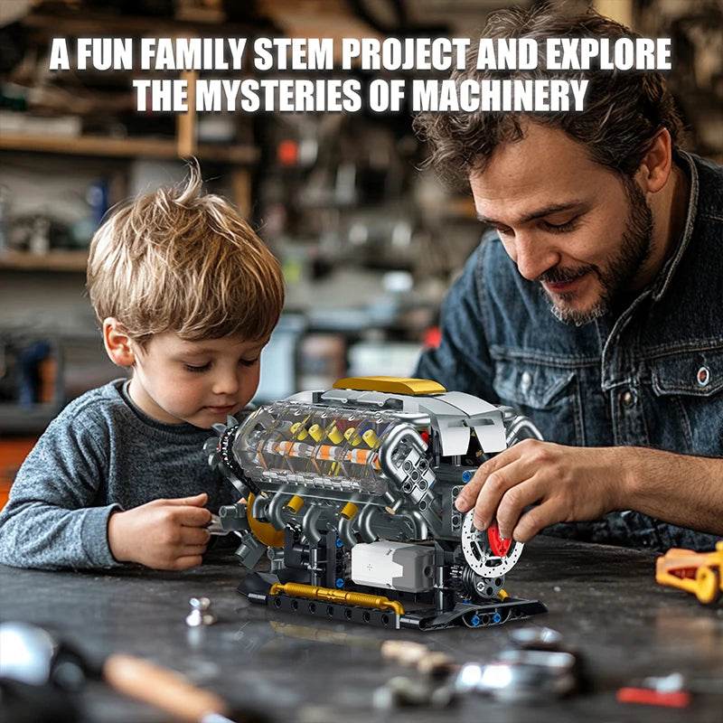 Premium Educational Building Block Set V8 Engine For Boys - ToylandEU