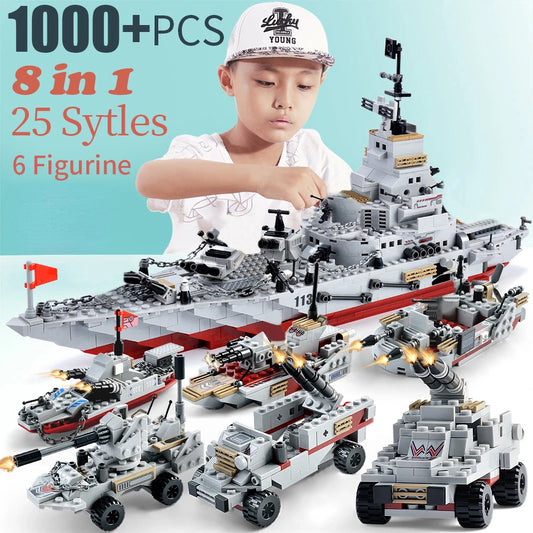 Premium Educational Building Blocks Navy Warships Set Over 1000 Pieces For Boys And Kids - ToylandEU