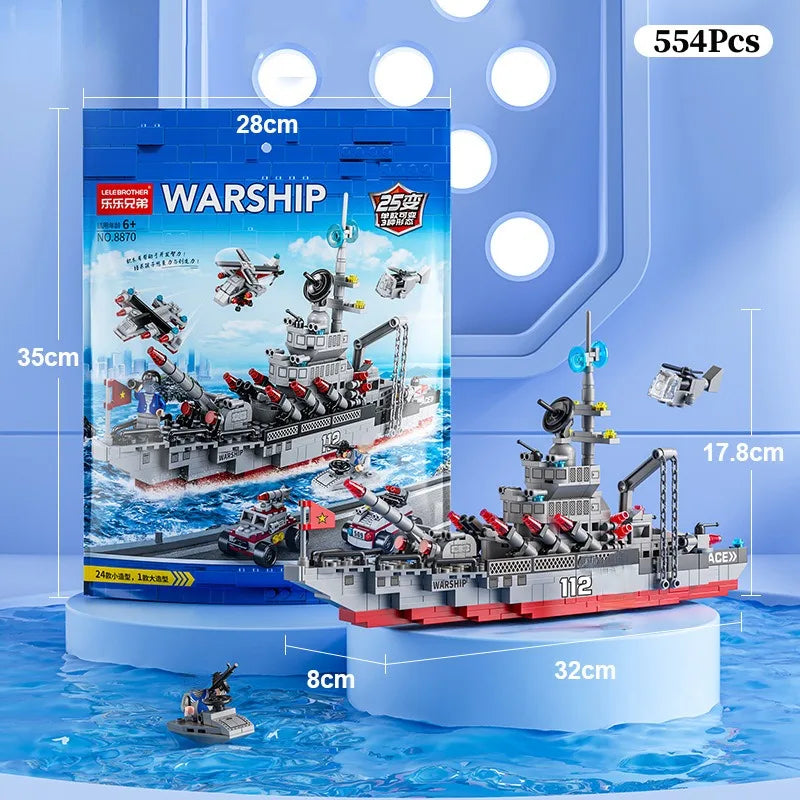 Premium Educational Building Blocks Navy Warships Set Over 1000 Pieces For Boys And Kids - ToylandEU