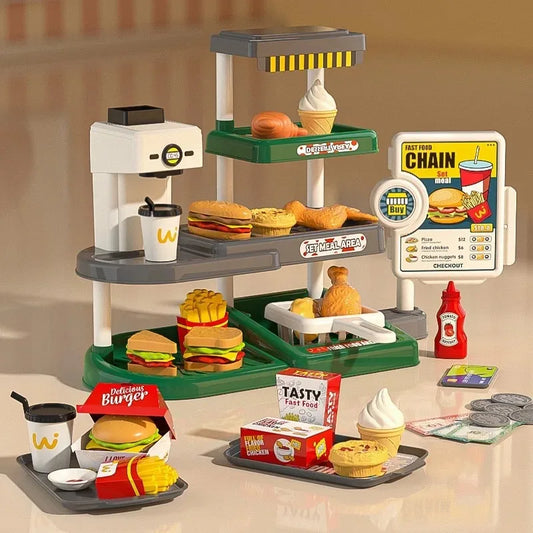 Premium Fast Food Pretend Play Toys Set With Sushi Water Dispenser And Cash Register 71 Pieces Gift For Kids 3 And Up - ToylandEU