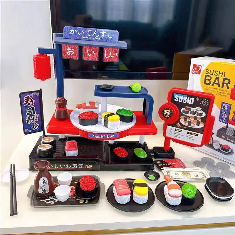 Premium Fast Food Pretend Play Toys Set With Sushi Water Dispenser And Cash Register 71 Pieces Gift For Kids 3 And Up - ToylandEU
