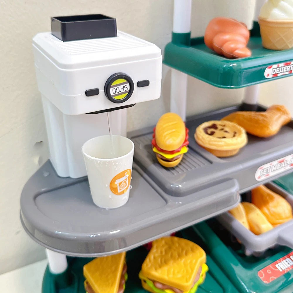 Premium Fast Food Pretend Play Toys Set With Sushi Water Dispenser And Cash Register 71 Pieces Gift For Kids 3 And Up - ToylandEU