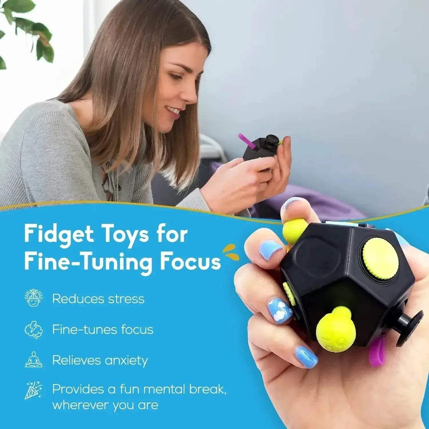  Stress Relieving Fidget Cube 12 Sides Toys Toyland EU -  ToylandEU™