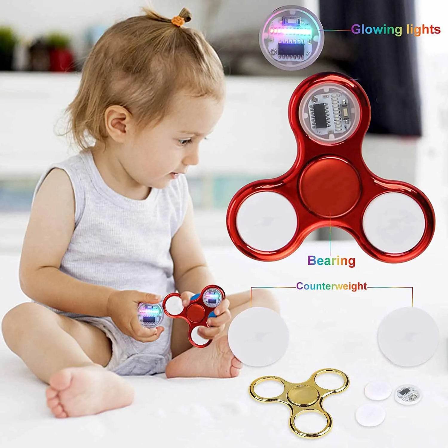 Premium Fidget Spinner With 6 Color Changing LED Lights Glow In The Dark For Kids Everyday Use - ToylandEU