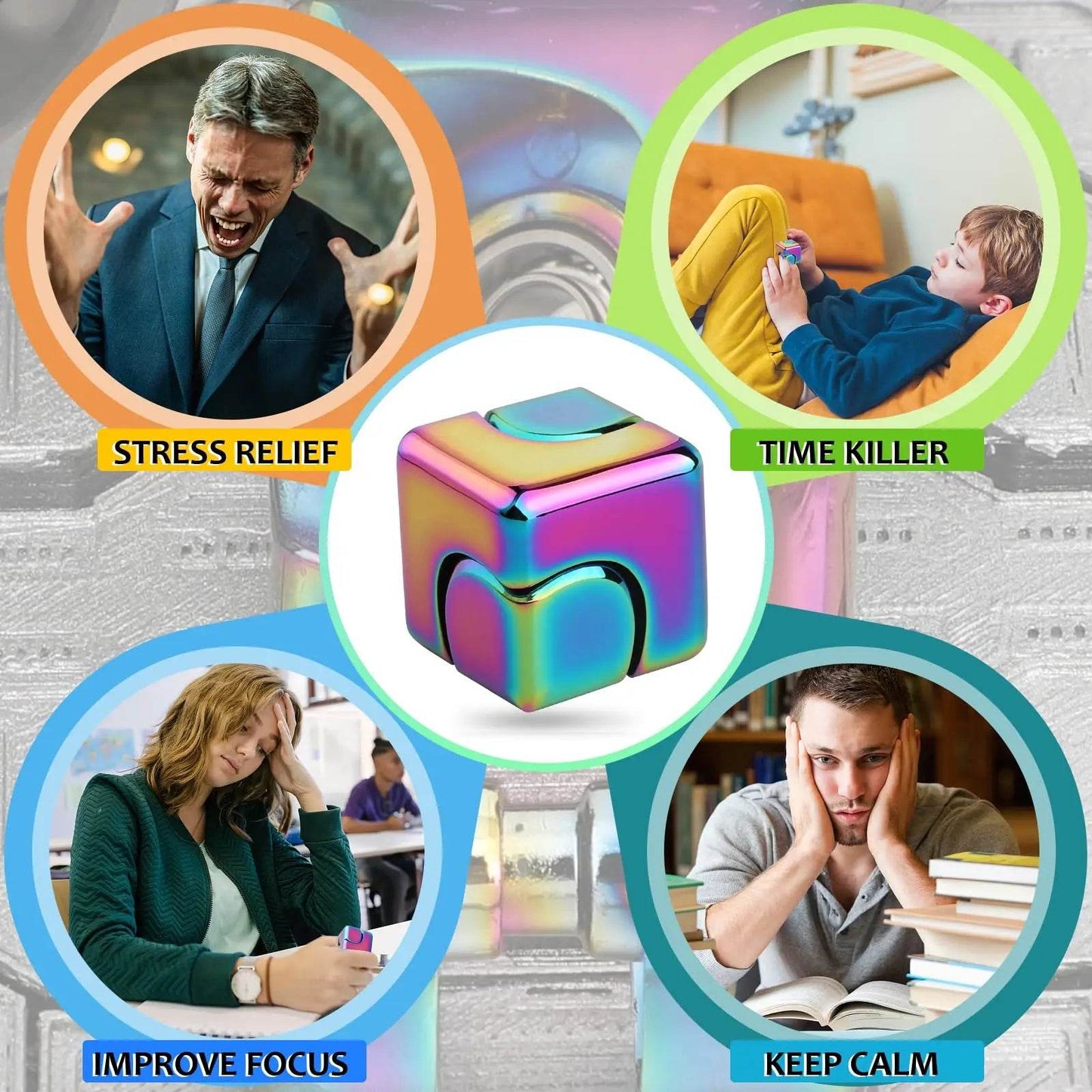 Premium Fidget Toy Alloy Cube Spinner Fingertip Gyroscope For Adults Office Home Travel - ToylandEU