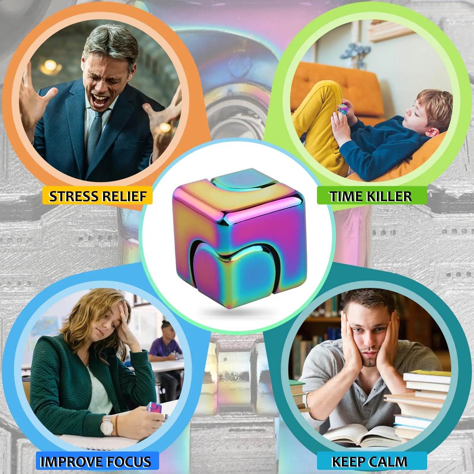 Premium Fidget Toy Alloy Cube Spinner Fingertip Gyroscope For Adults Office Home Travel - ToylandEU