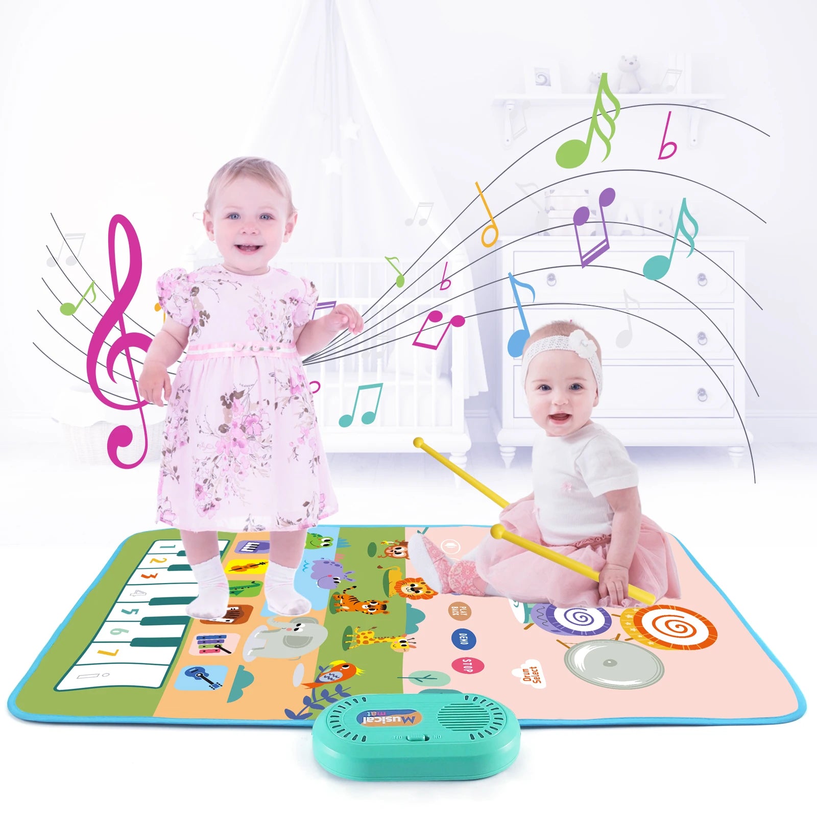 Premium Floor Piano Mat With 6 Instrument Sounds For Toddlers - ToylandEU