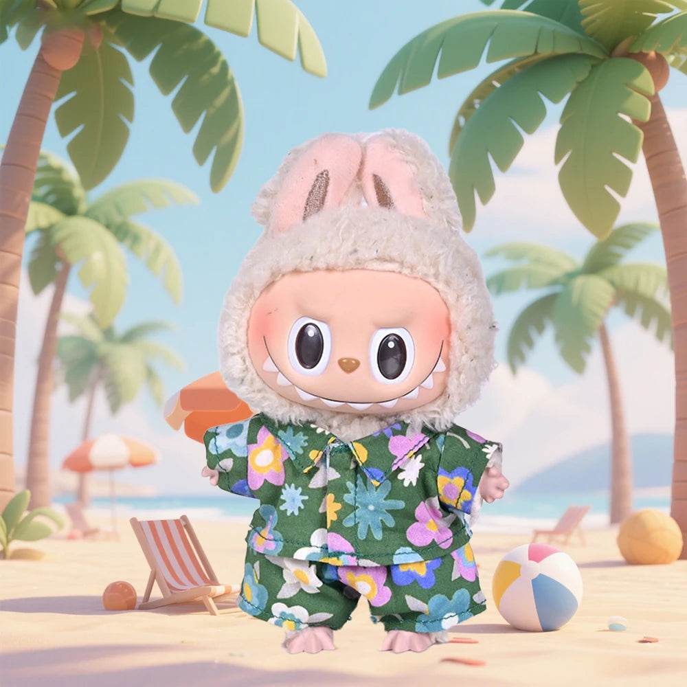 Premium Floral Summer Shirt Jacket Beachwear Skirt for 15 to 17cm Ropa Labubu Dolls Labubu - ToylandEU