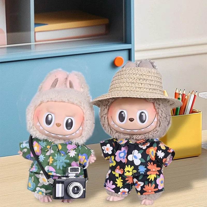 Premium Floral Summer Shirt Jacket Beachwear Skirt for 15 to 17cm Ropa Labubu Dolls Labubu - ToylandEU