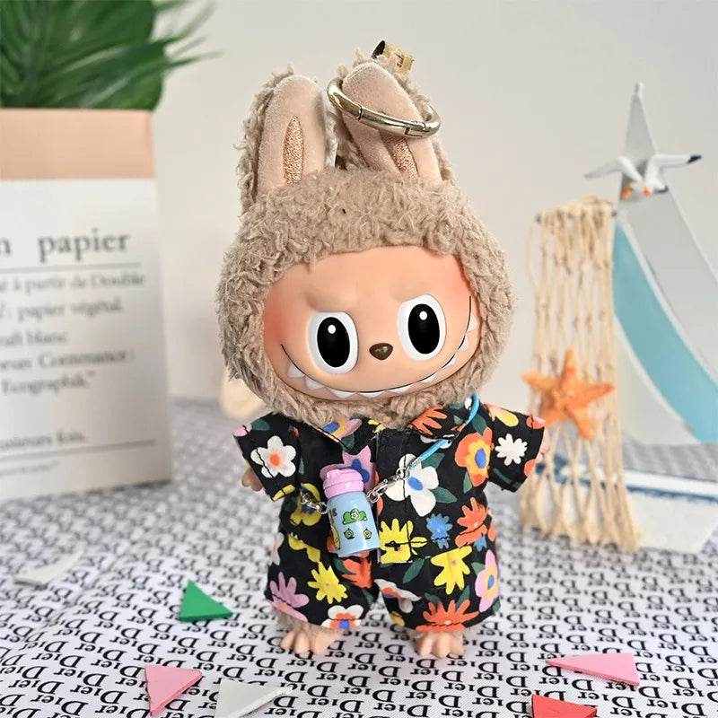 Premium Floral Summer Shirt Jacket Beachwear Skirt for 15 to 17cm Ropa Labubu Dolls Labubu - ToylandEU