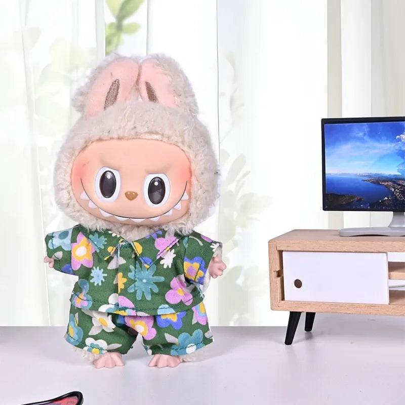 Premium Floral Summer Shirt Jacket Beachwear Skirt for 15 to 17cm Ropa Labubu Dolls Labubu - ToylandEU