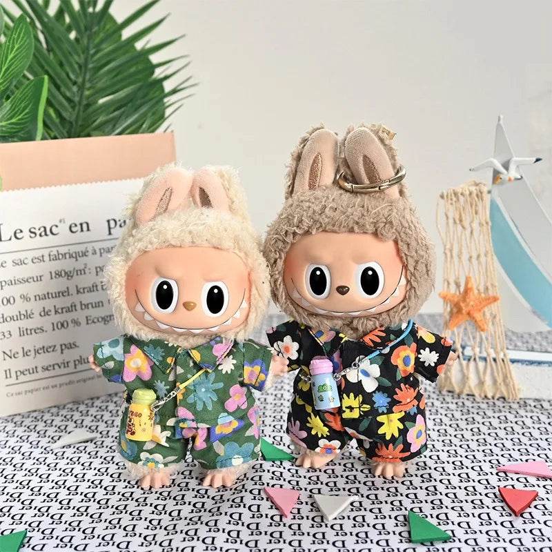 Premium Floral Summer Shirt Jacket Beachwear Skirt for 15 to 17cm Ropa Labubu Dolls Labubu - ToylandEU