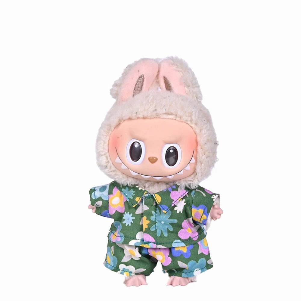 Premium Floral Summer Shirt Jacket Beachwear Skirt for 15 to 17cm Ropa Labubu Dolls Labubu - ToylandEU