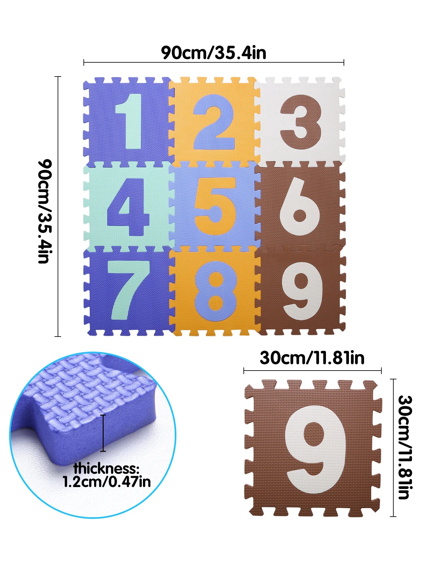 Premium Foam Floor Mat Multicolored Interlocking Puzzle Pattern For Kids - ToylandEU