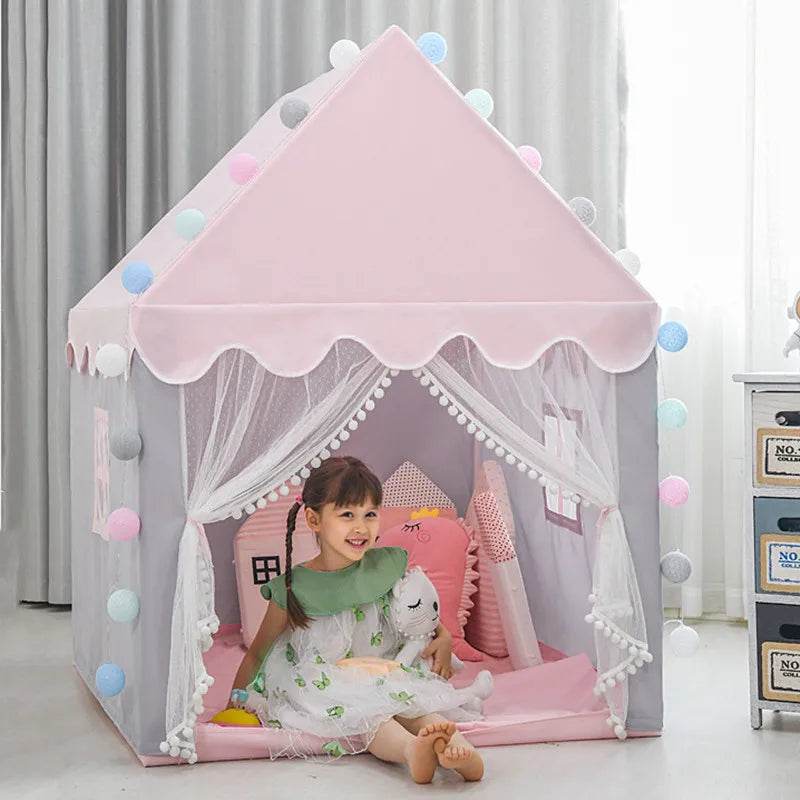 Premium Foldable Wigwam Tent Pink Princess For Girls - ToylandEU