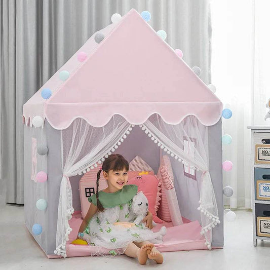 Premium Foldable Wigwam Tent Pink Princess For Girls - ToylandEU