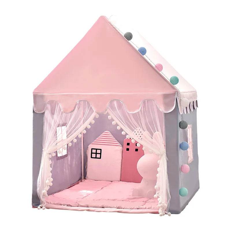 Premium Foldable Wigwam Tent Pink Princess For Girls - ToylandEU