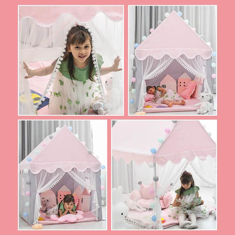 Premium Foldable Wigwam Tent Pink Princess For Girls - ToylandEU