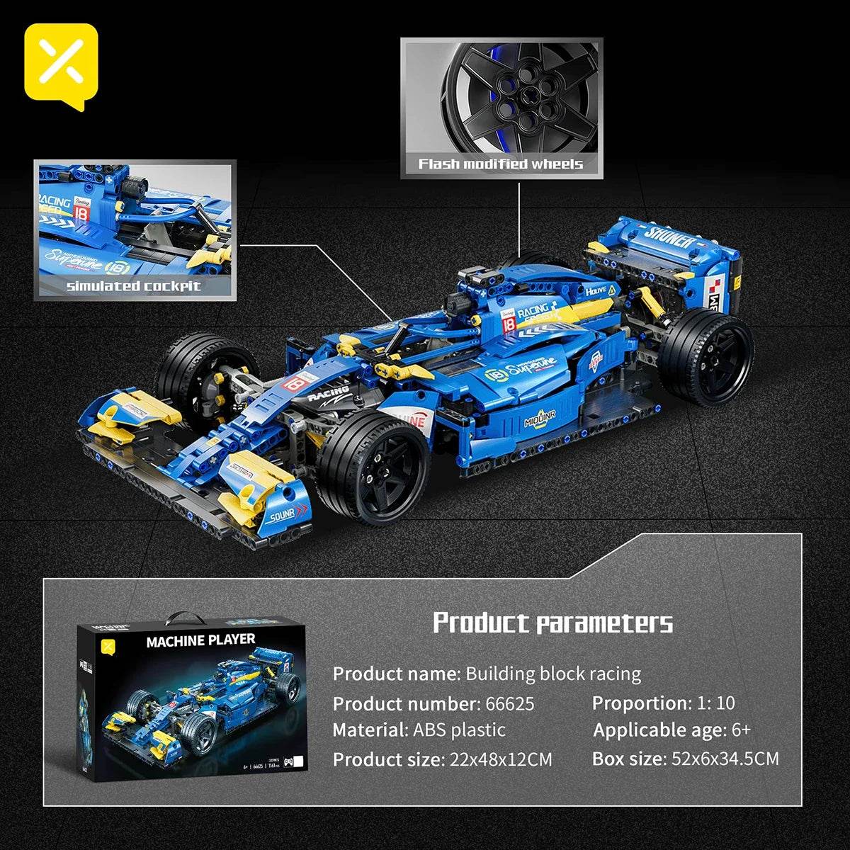 Premium Formula Racing Block Blue F1 Desktop Decoration - ToylandEU