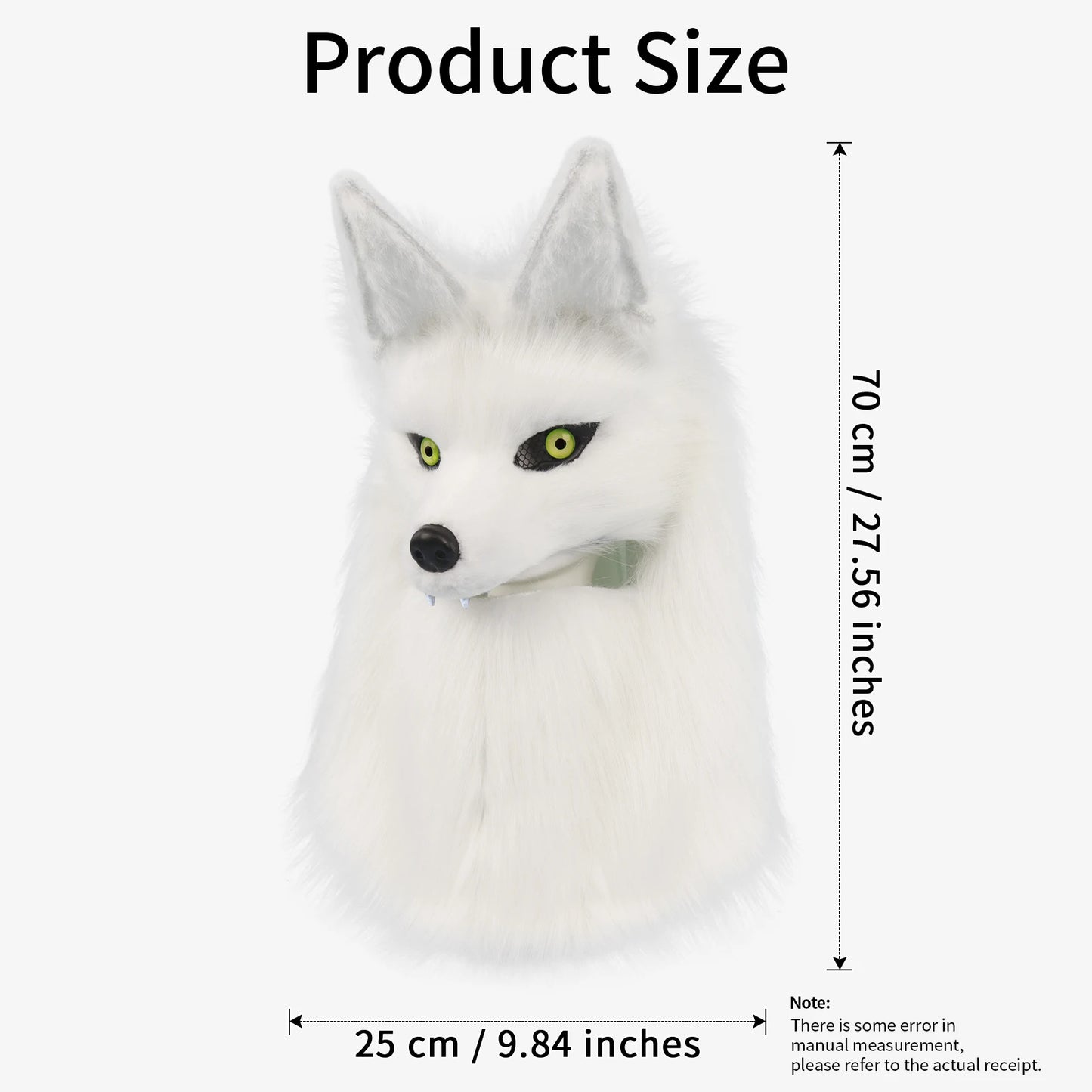 Premium Furry Head Mask Wolf Dog Plush Faux Fur For Halloween Masquerade Cosplay - ToylandEU