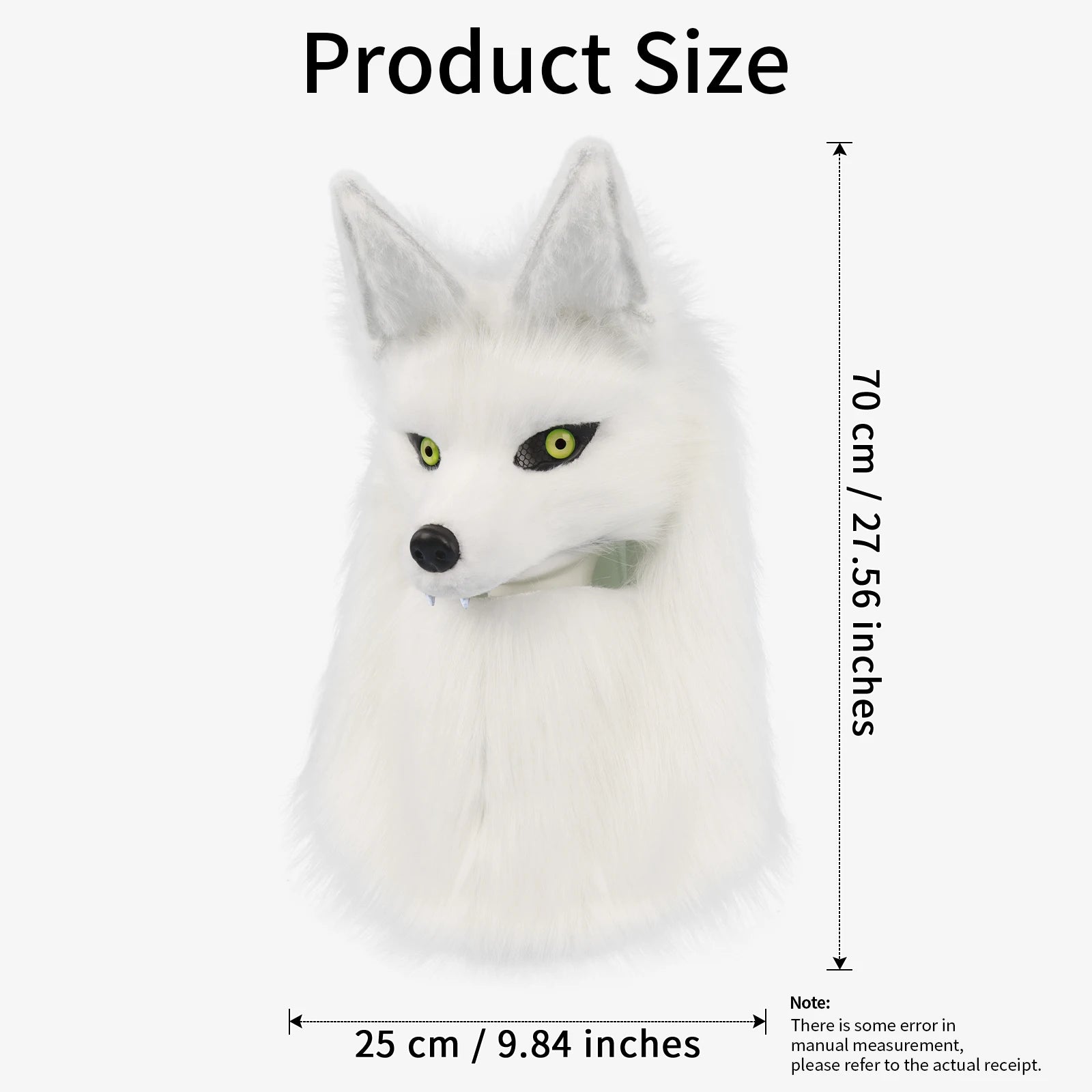 Premium Furry Head Mask Wolf Dog Plush Faux Fur For Halloween Masquerade Cosplay - ToylandEU