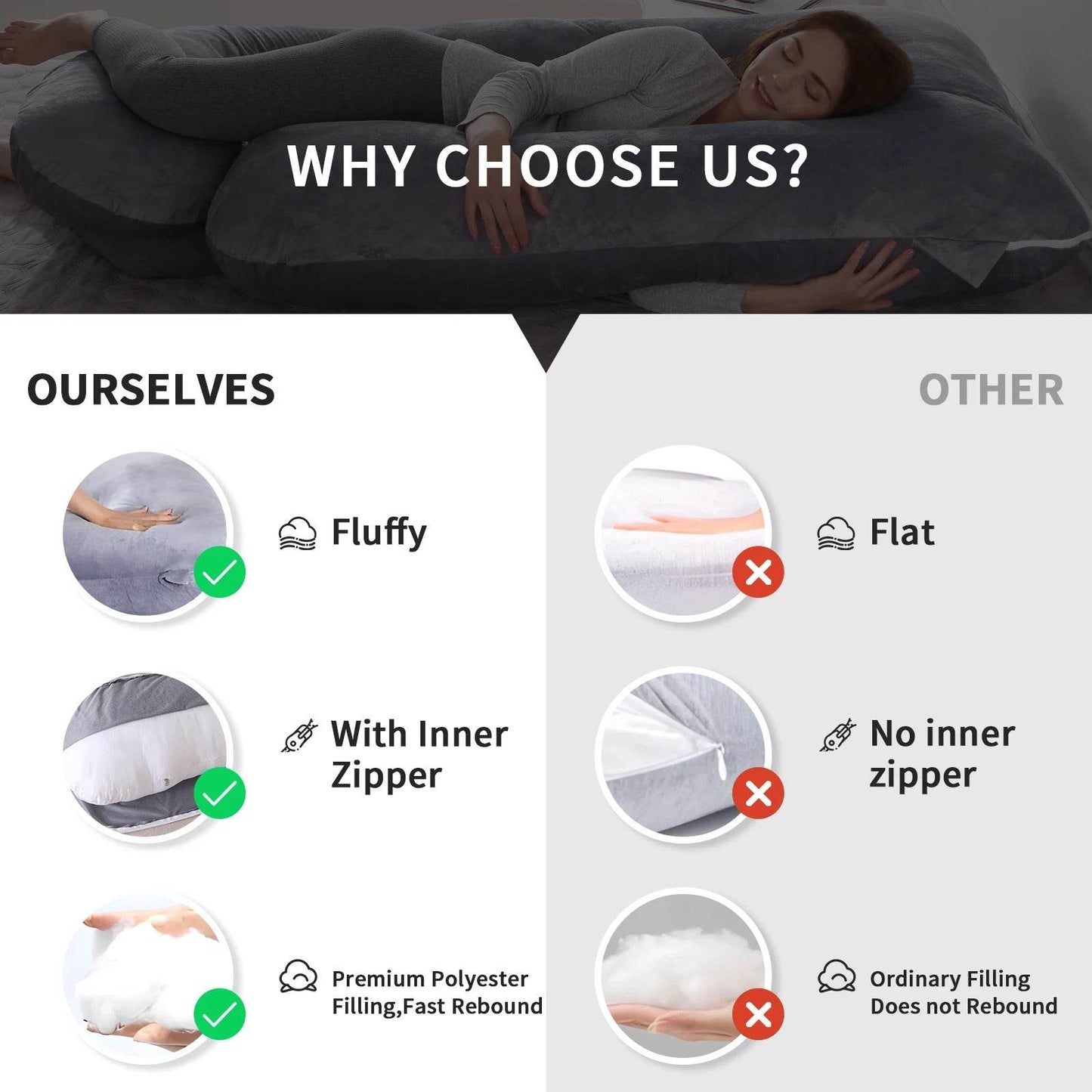 Premium G Shaped Pregnancy Pillow With Removable Cover - ToylandEU
