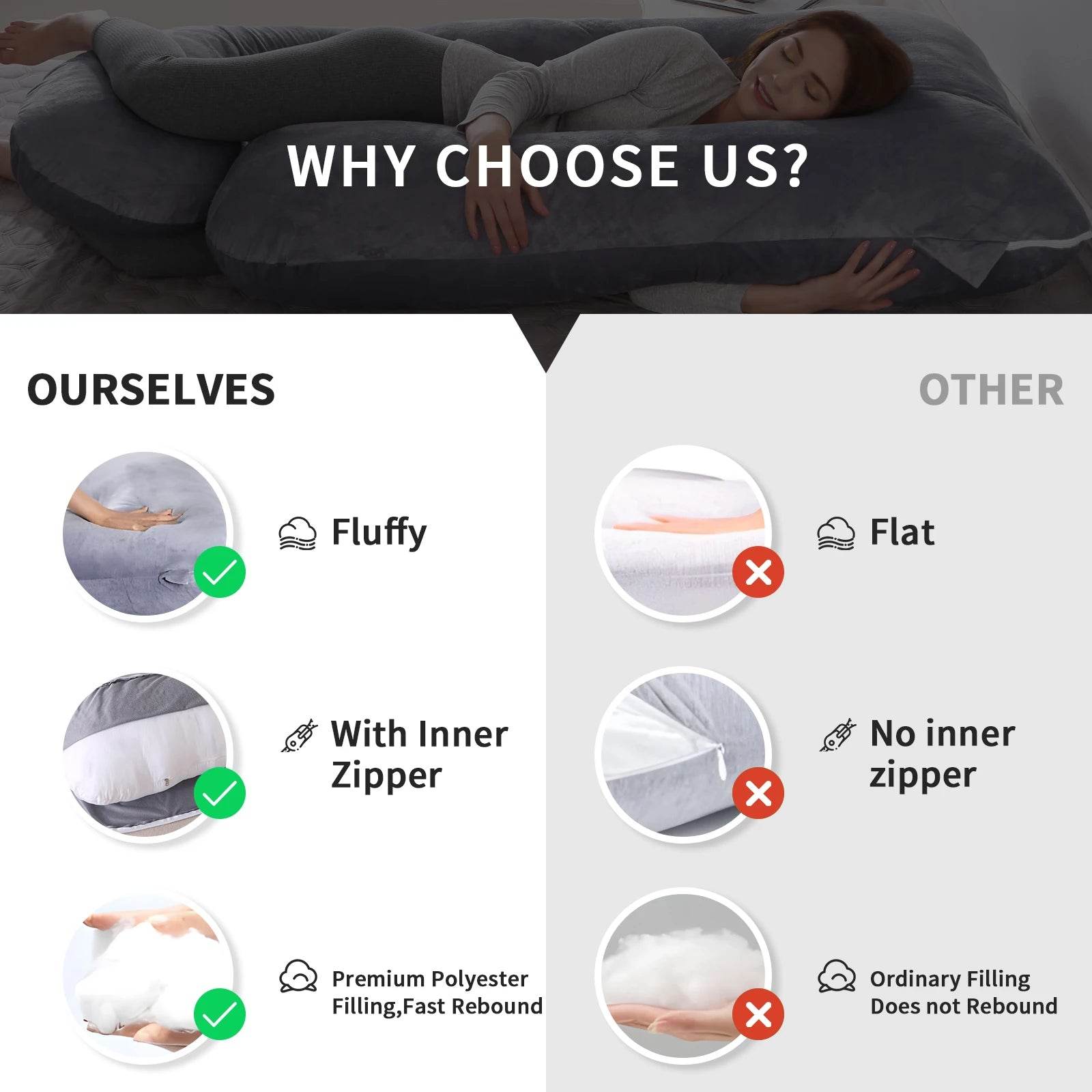 Premium G Shaped Pregnancy Pillow With Removable Cover - ToylandEU