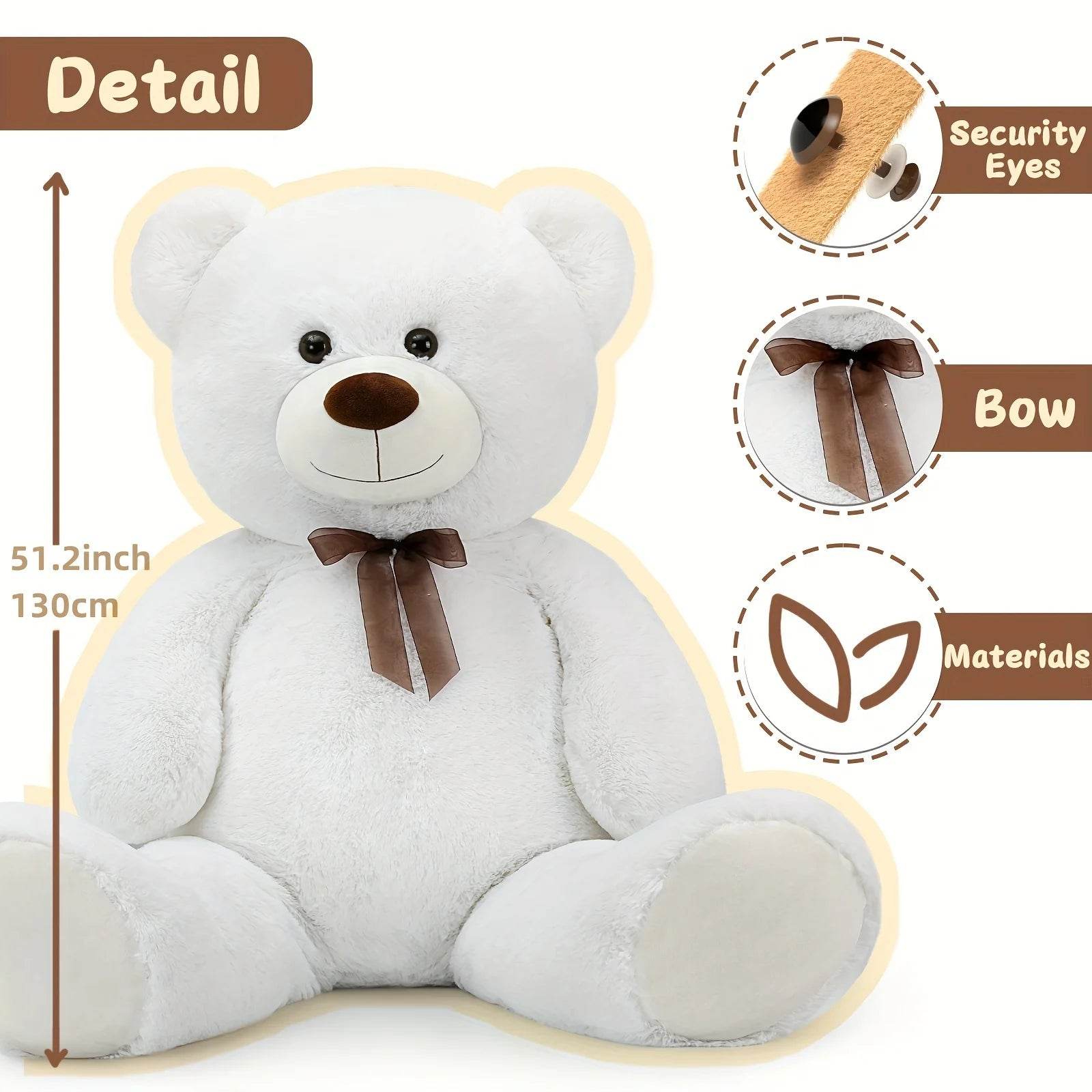 Premium Giant Teddy Bear Plush Toy XXL 51 Inch Soft Cuddly Gift for Kids and Adults - ToylandEU