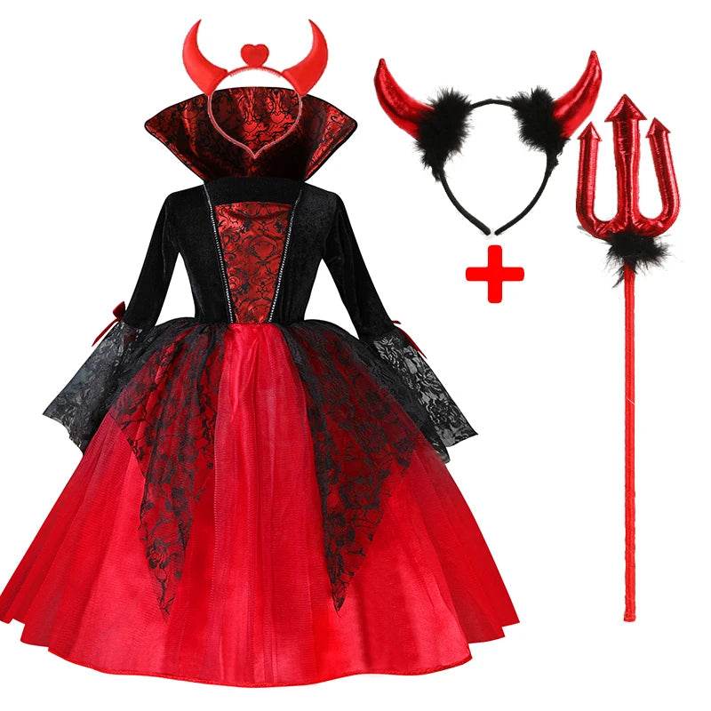 Premium Girls Cosplay Vampire Dress Gothic Black For Kids - ToylandEU