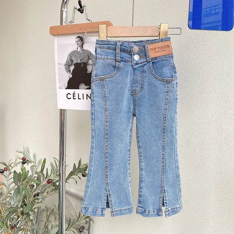 Premium Girls Jeans Korean Edition Split Flare Denim For 3 To 10 Year Old Girls Casual Wear - ToylandEU