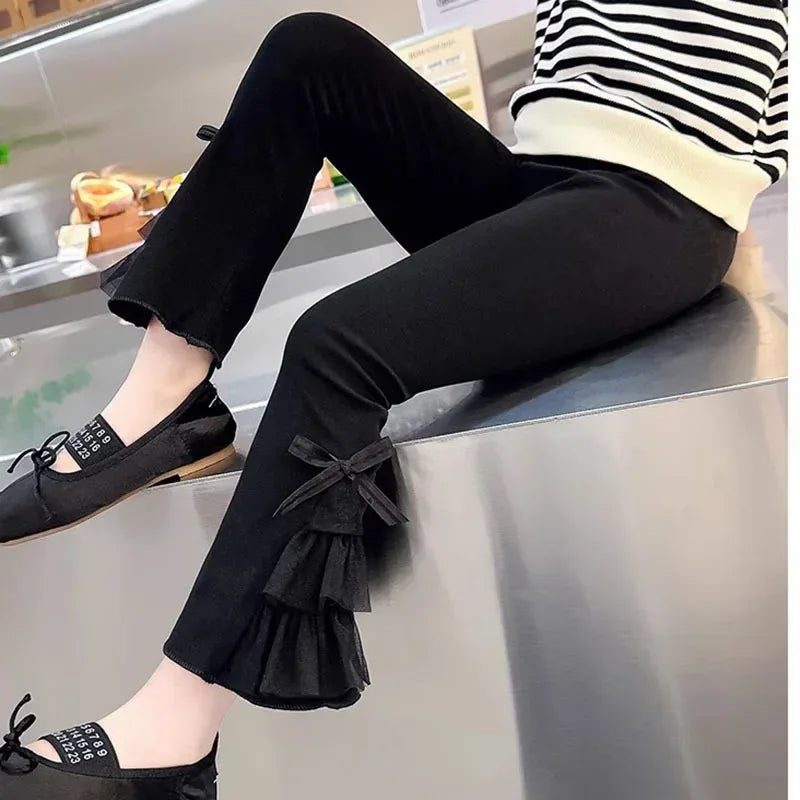 Premium Girls Leggings Bow Knot Decoration Elastic Waist Everyday Playwear - ToylandEU