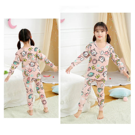 Premium Girls Pajama Set With Cotton 100 And Pink Cat Print Long Sleeve Ages 7 To 14 - ToylandEU