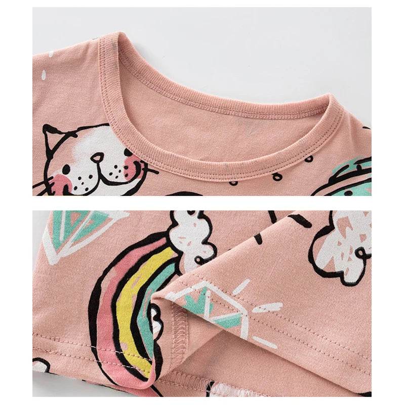 Premium Girls Pajama Set With Cotton 100 And Pink Cat Print Long Sleeve Ages 7 To 14 - ToylandEU