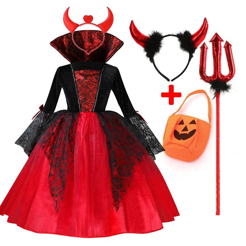 Premium Girls Vampire Halloween Dress Cosplay For Kids - ToylandEU