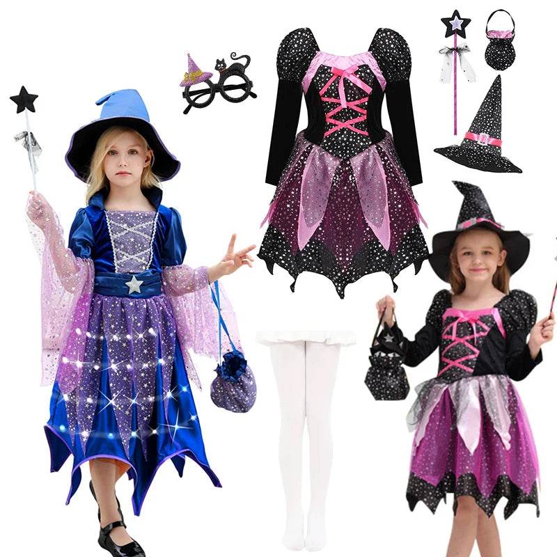Premium Girls Witch Costume Led Dress With Hat For Halloween - ToylandEU