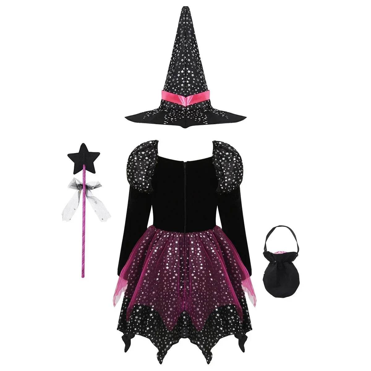Premium Girls Witch Costume Led Dress With Hat For Halloween - ToylandEU