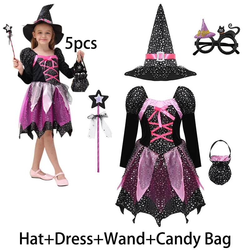 Premium Girls Witch Costume Led Dress With Hat For Halloween - ToylandEU