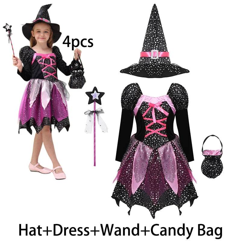 Premium Girls Witch Costume Led Dress With Hat For Halloween - ToylandEU