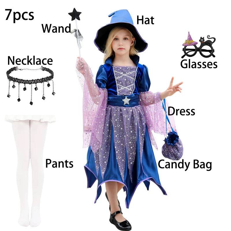 Premium Girls Witch Costume Led Dress With Hat For Halloween - ToylandEU