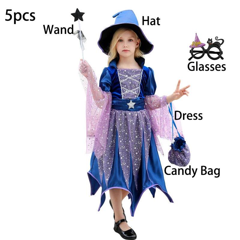 Premium Girls Witch Costume Led Dress With Hat For Halloween - ToylandEU