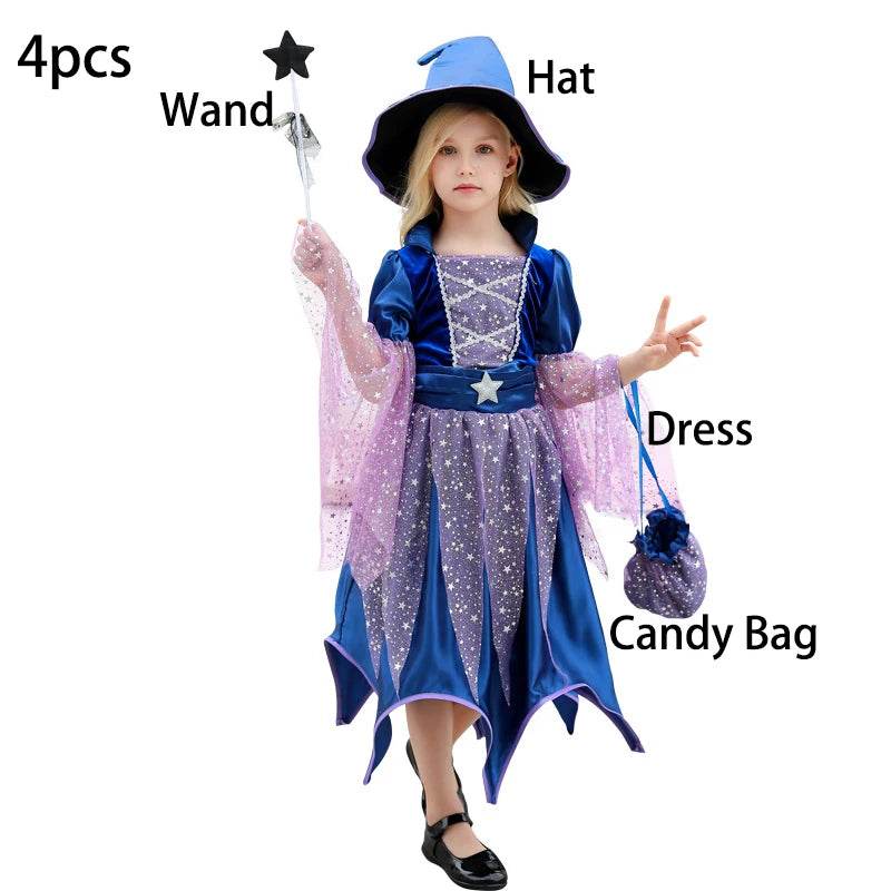 Premium Girls Witch Costume Led Dress With Hat For Halloween - ToylandEU