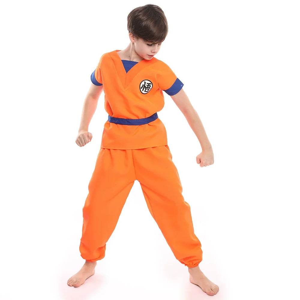 Premium Goku Cosplay Costume Bodysuit And Wig For Kids - ToylandEU
