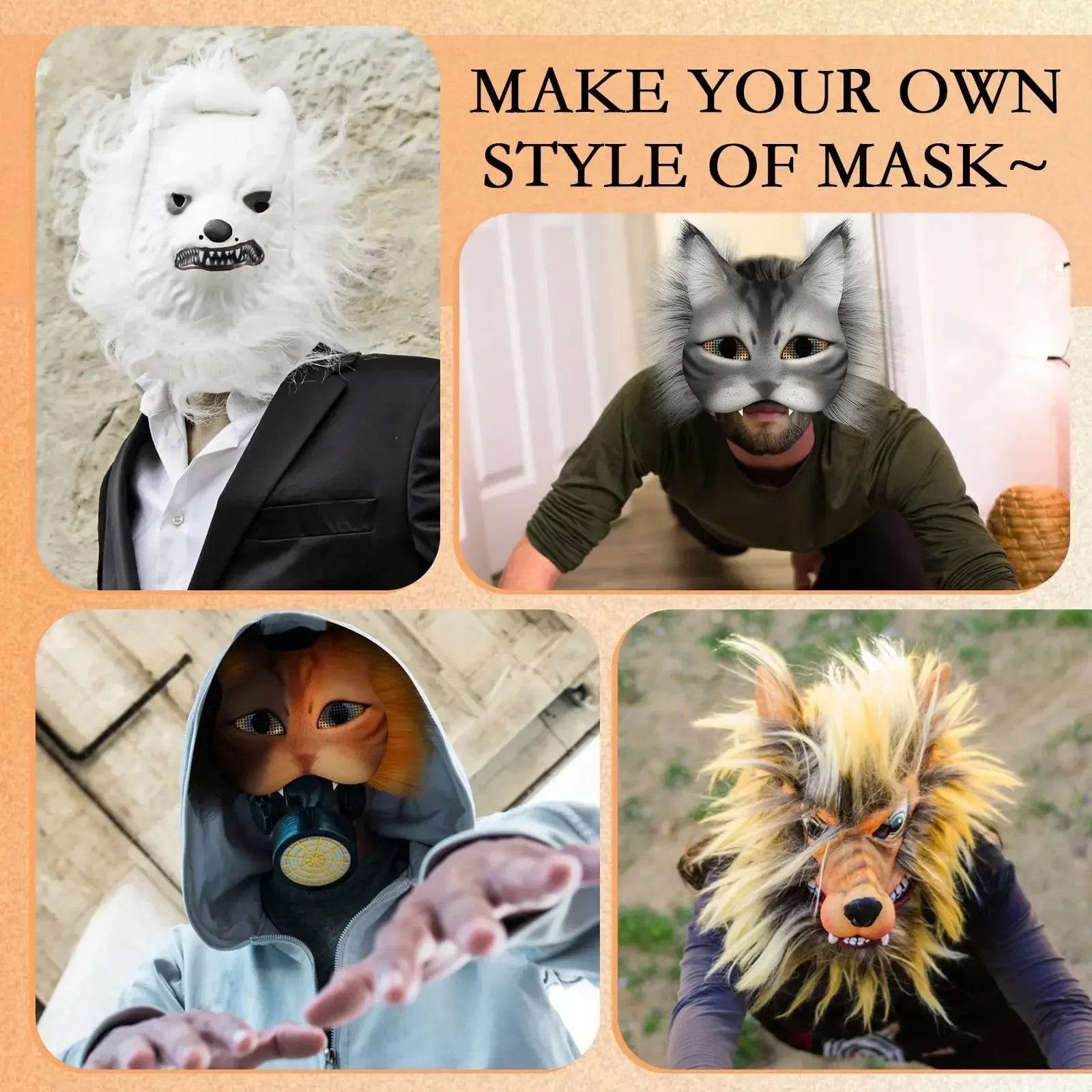 Premium Half Face Mask Kit Hand Painted Cat Masks Halloween - ToylandEU
